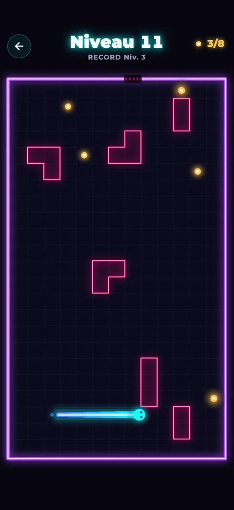 Jeu Snake Rush : le serpent néon au niveau 11.